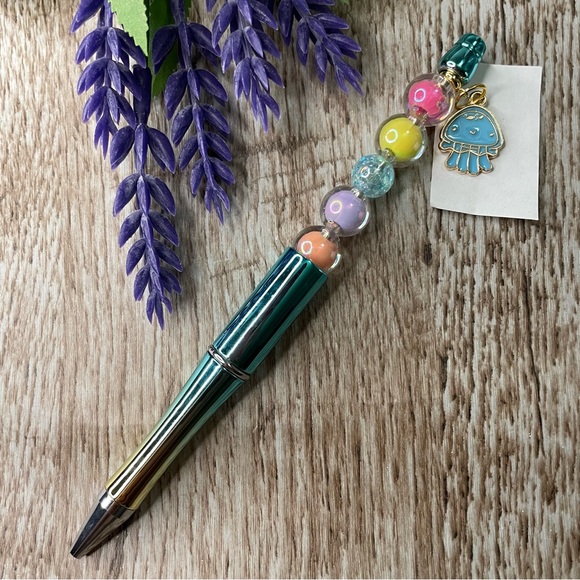 Hand Crafted Other - Writing Pen Jelly Fish Ocean Artisan Beaded Silicone Gift Handcrafted Office